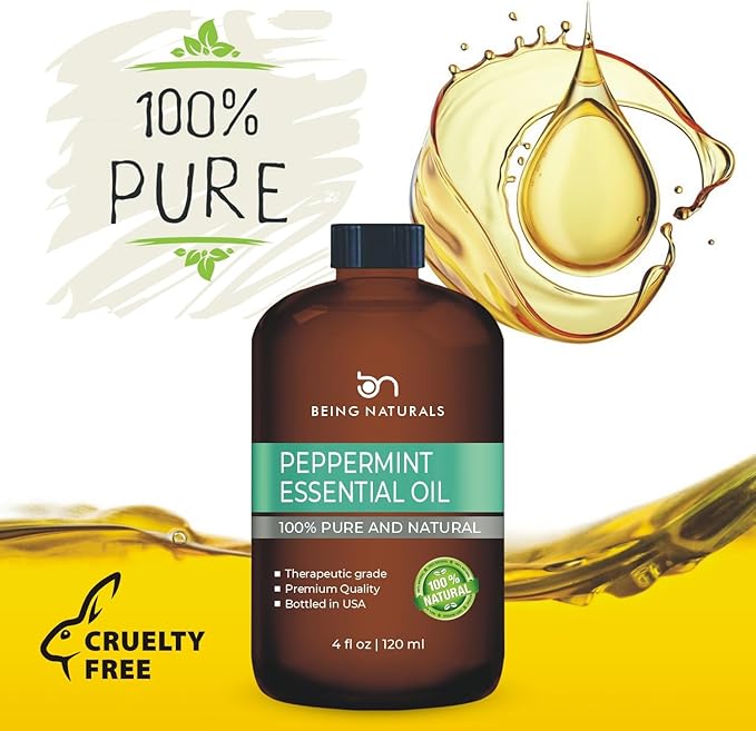 Peppermint Essential Oil - Huge 4 FL OZ - 100% Pure & Natural – Premium Natural Oil with Glass Dropper (Peppermint Oil)