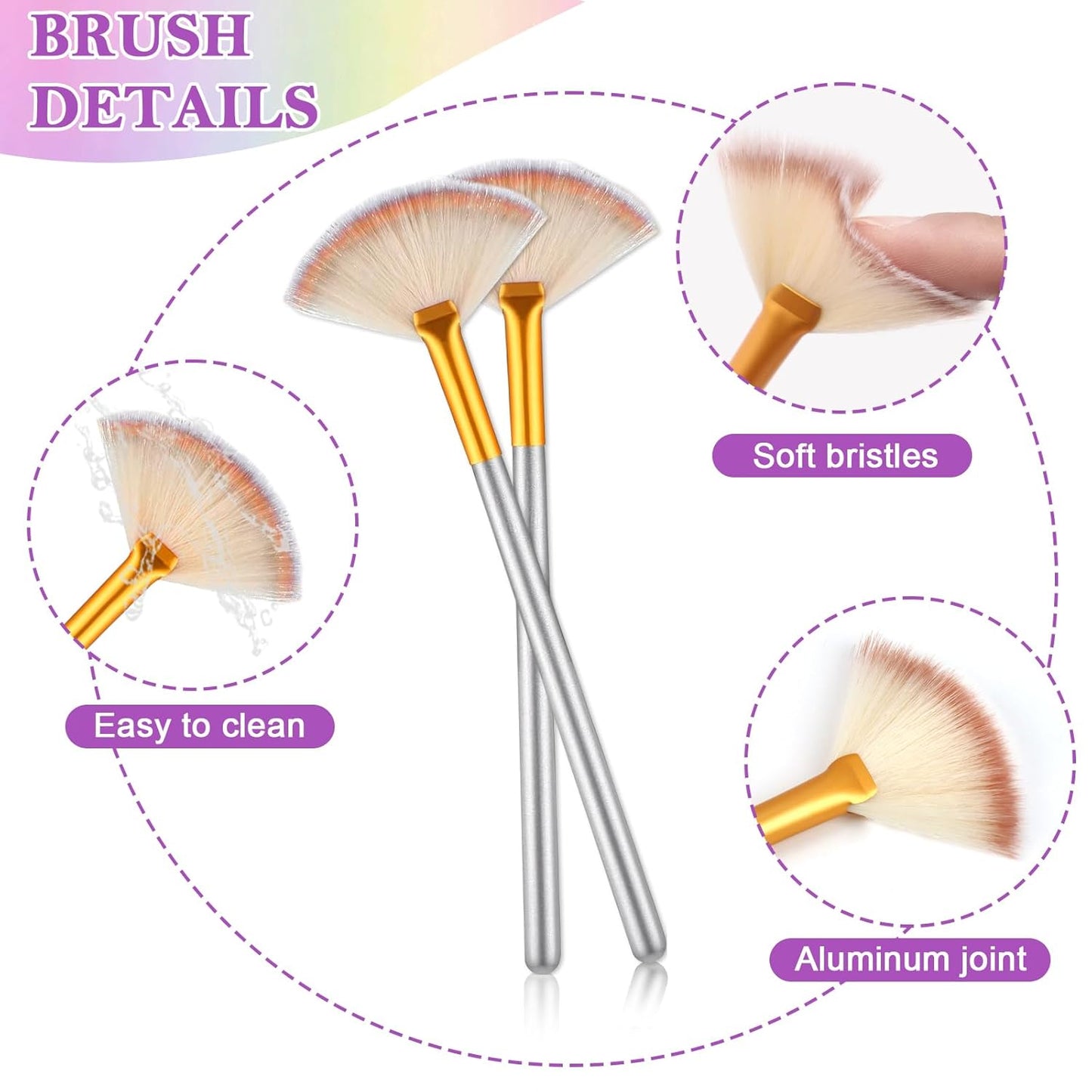 16 Pcs Rainbow Esthetician Supplies 8 Facial Fan Brushes Esthetician 8 Rainbow Stainless Steel Mixing Bowls Face Mask Brush Facial Bowls Esthetician for Mud Cream Makeup Spa Salon Women