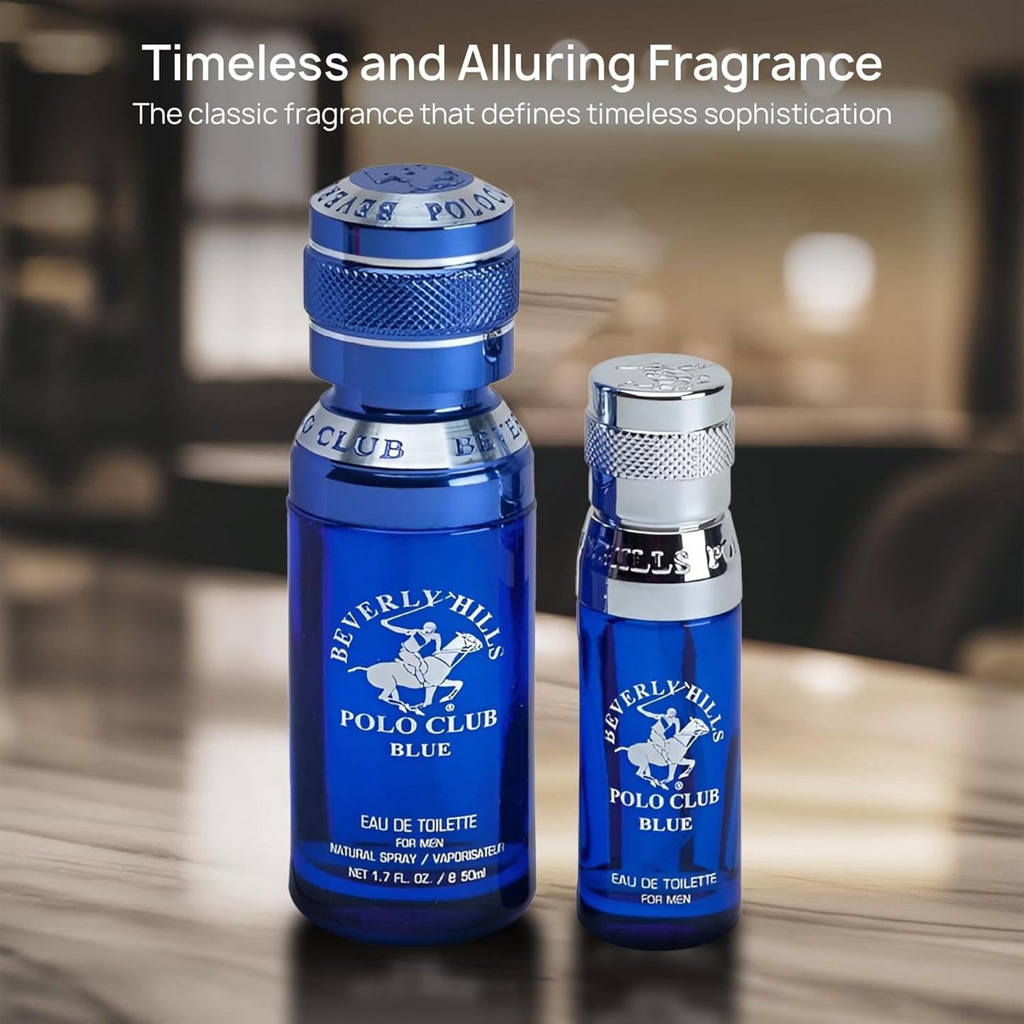 Beverly Hills Polo Club BHPC Men's Eau De Toilette Bonus Pack, featuring 1.7 oz EDT + Bonus 0.5 oz EDT (Blue)