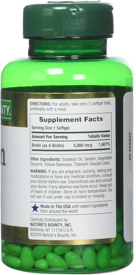 Nature's Bounty Biotin 5000 mcg, 60 Quick Dissolve Tablets (Pack of 2)