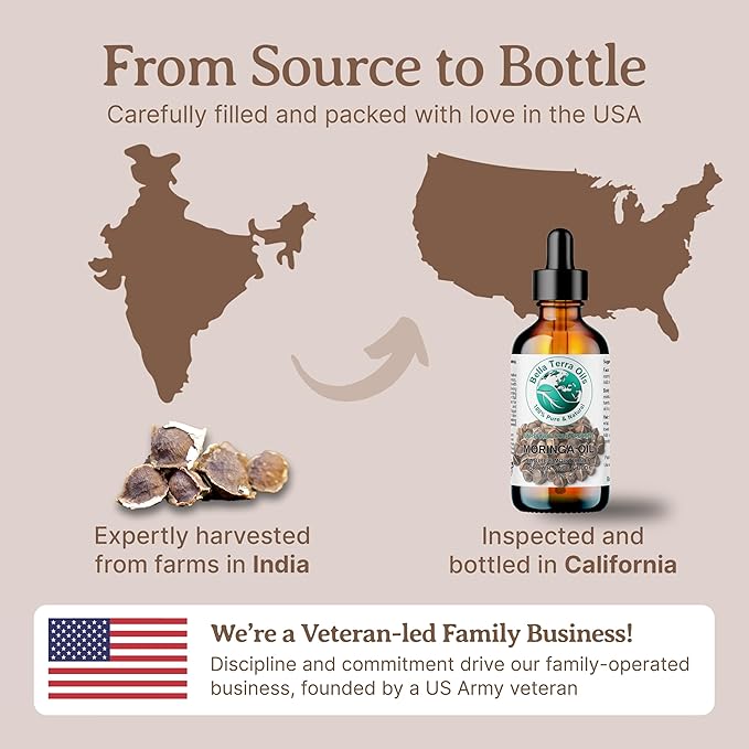 Bella Terra Oils - Organic Moringa Seed Oil 8 oz - Dive into the Essence of Organic Moringa, Rich in Unsaturated Fatty Acids, Elevate Your Skin's Softness and Glow