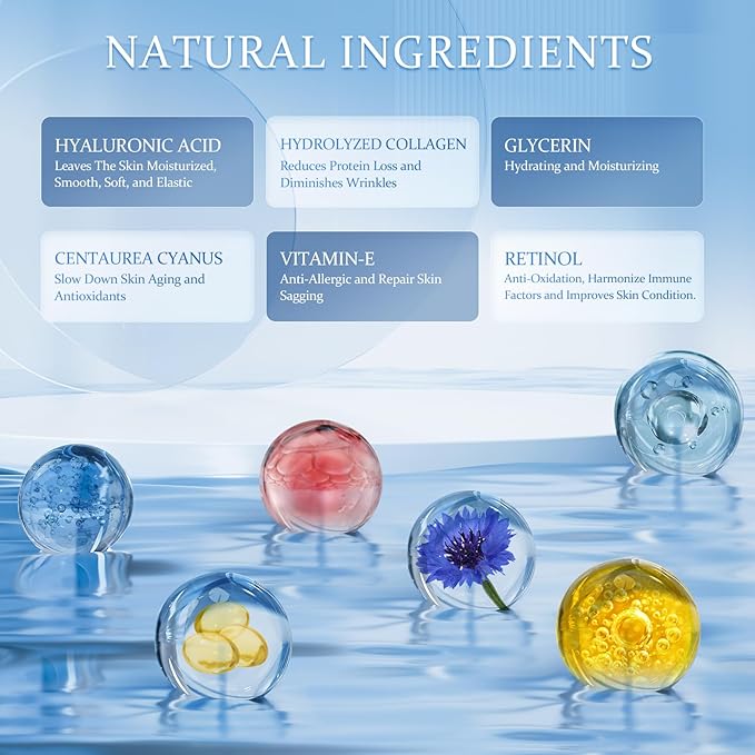 Hydrogel Under Eye Patches - Collagen & Hyaluronic Acid for Removing Eye bags, Puffiness, Dark Circles Smoothing Skin Care Treatment for Men/Women Morning/Night Routine (60 Pcs) Blue