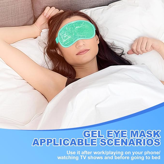 candyfouse 2Pack Cold Cooling Eye Mask, Reusable Hot Colder Therapy Gel Bead with Plush Backing for Puffiness Migraine Stress Relief Skin Care Dry Eyes