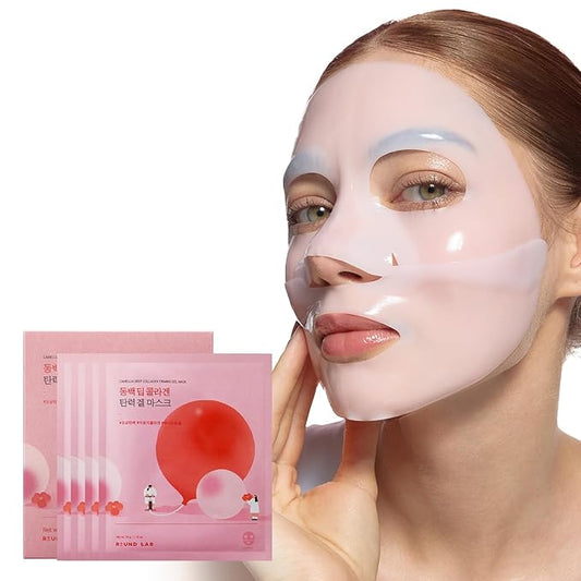 ROUND LAB Camellia Collagen Mask NET wt. 34 g/1.19 Fl Oz 4ea, 30min Hydrogel Mask, Quick Hydration, Firming&Pore Minimizing, For sensitive skin, Micro molecule collagen, Facial Mask