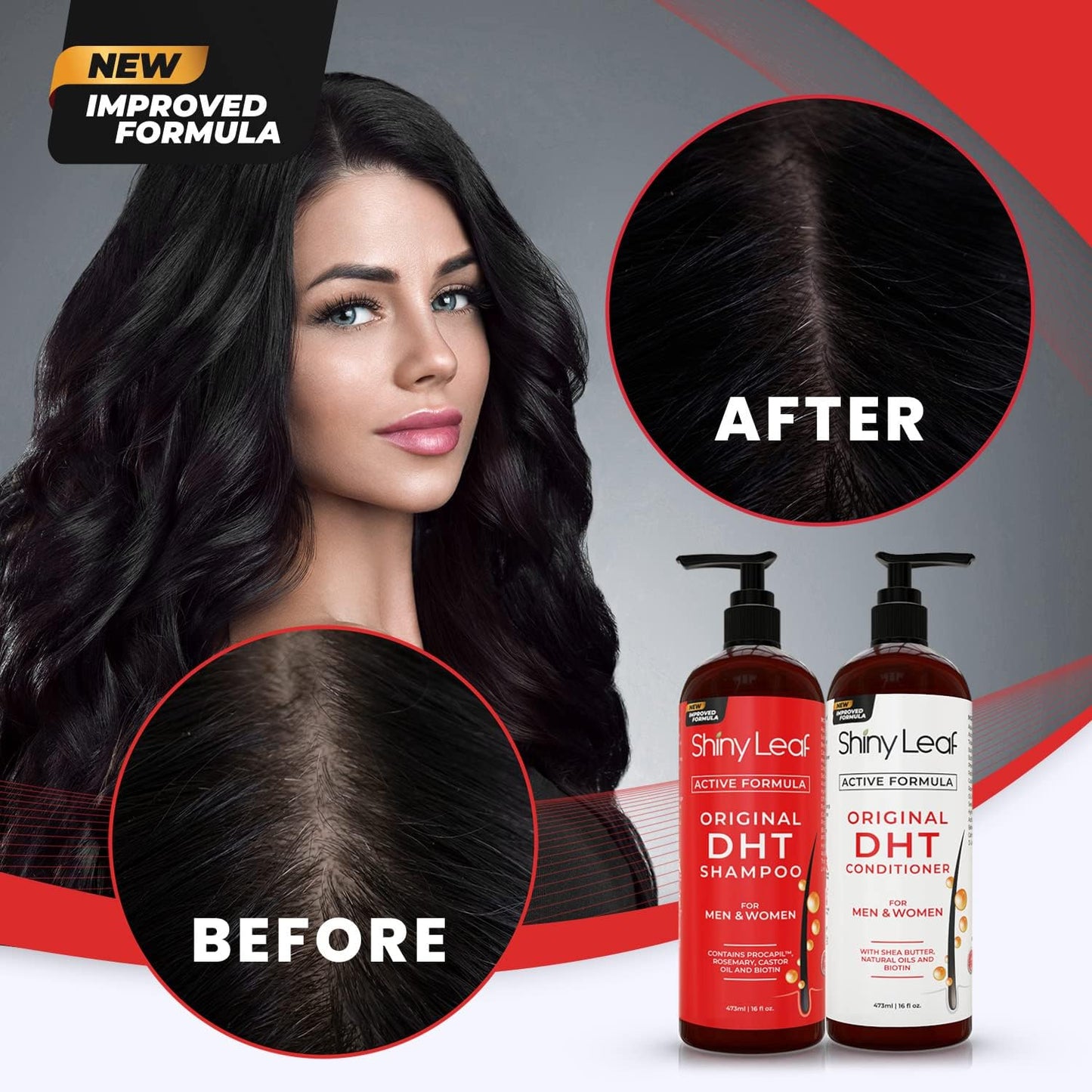 DHT Blocker Shampoo and Conditioner for Hair Loss With Biotin For Men, Women, Anti-Hair Loss Treatment, Rosemary Leaf Oil and Asparagus Extracts, for Thinning Hair (Shampoo and Conditioner)