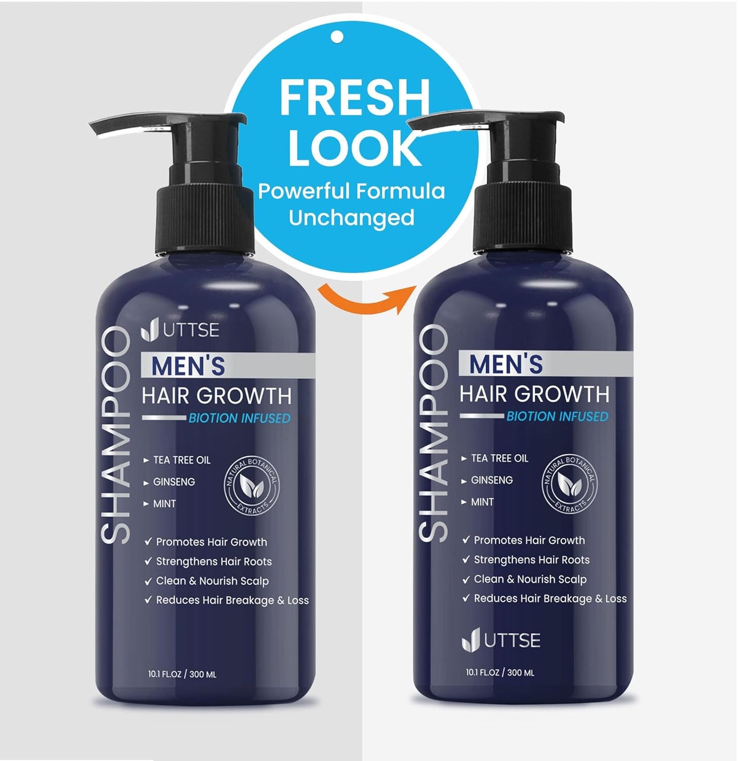 Biotion Hair Growth Shampoo for Men: Natural Thickening Shampoo with Tea Tree Oil Ginseng Mint for Hair Loss and Thinning Hair - 10.1 fl.oz, Dark Blue