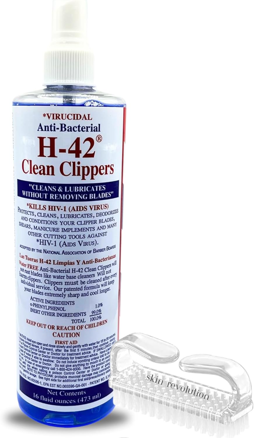 H-42 Clean Clippers Blade Cleaner with Brush - 16oz Bottle