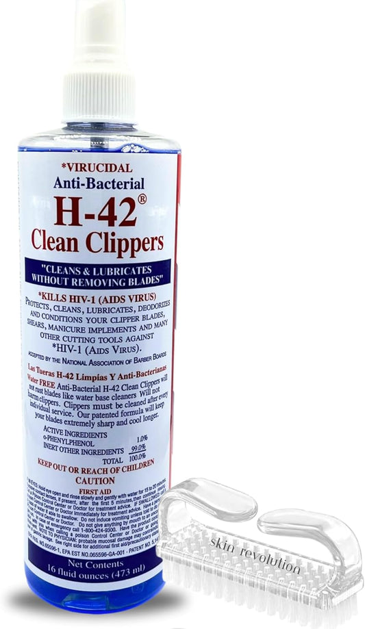 H-42 Clean Clippers Blade Cleaner with Brush - 16oz Bottle
