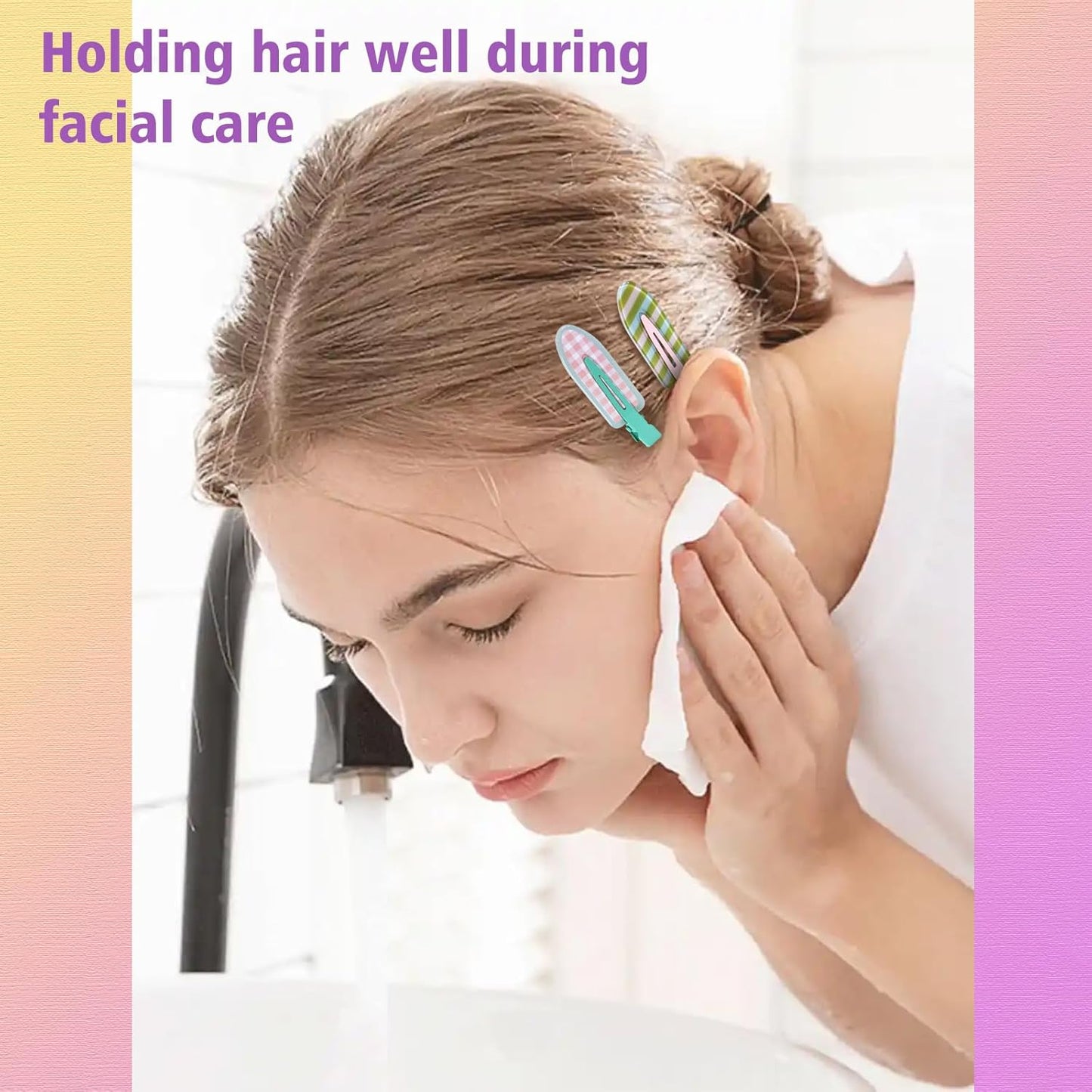 Magicsky 12PCS No Bend Hair Clips, Hawaiian Acrylic Flat Styling No Crease Pins, Bang Seamless Duckbill, Barrettes for Makeup, Cute Beach Hairstyle Tool for Women Girls, Colorful Fruit