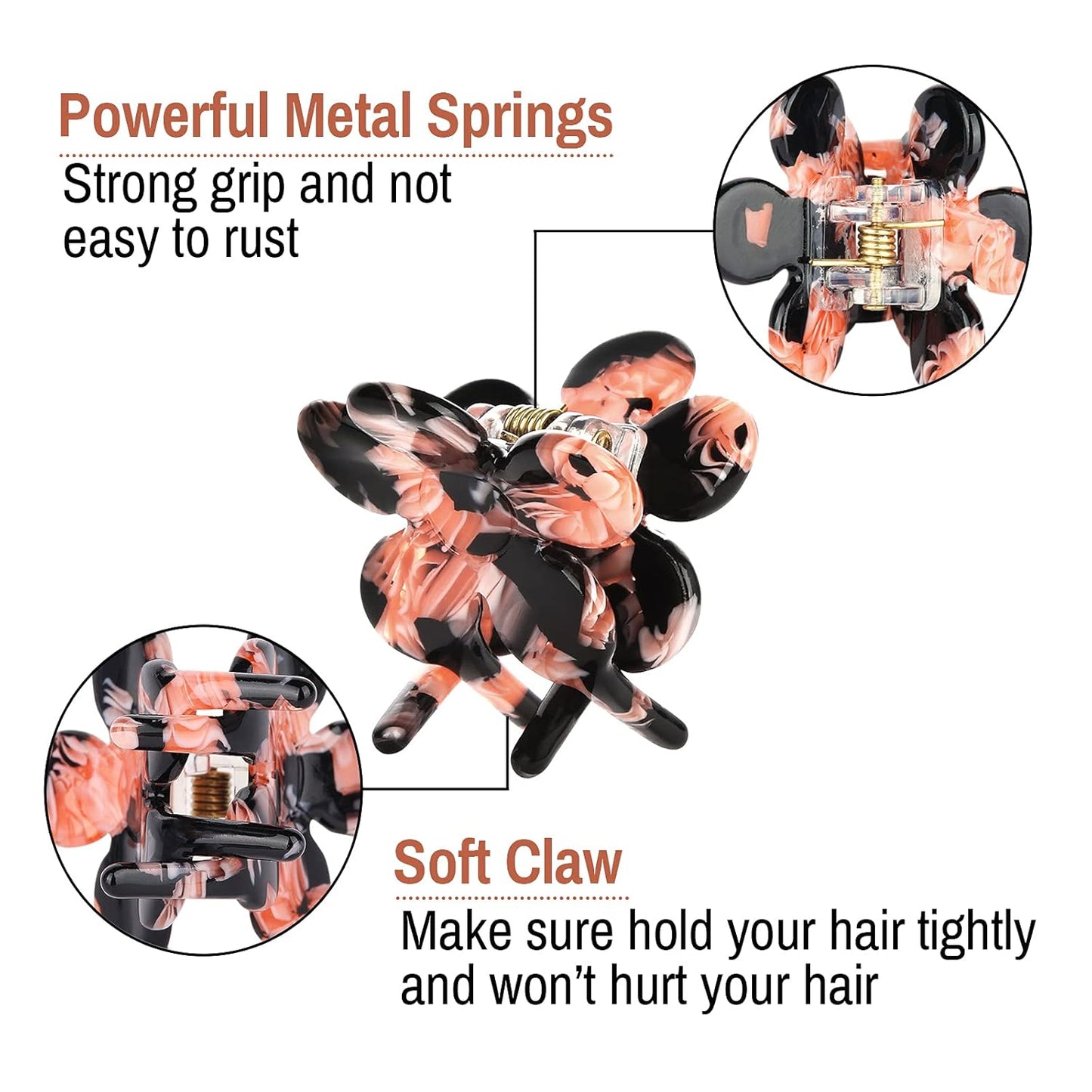 Cobahom 8 Pcs 1.26 Inch Flower Hair Clips Small Claw Clips, Vintage Hair Clips Cellulose Acetate Jaw Clamps for Thin Hair, Styling Accessories for Women, Multicolor