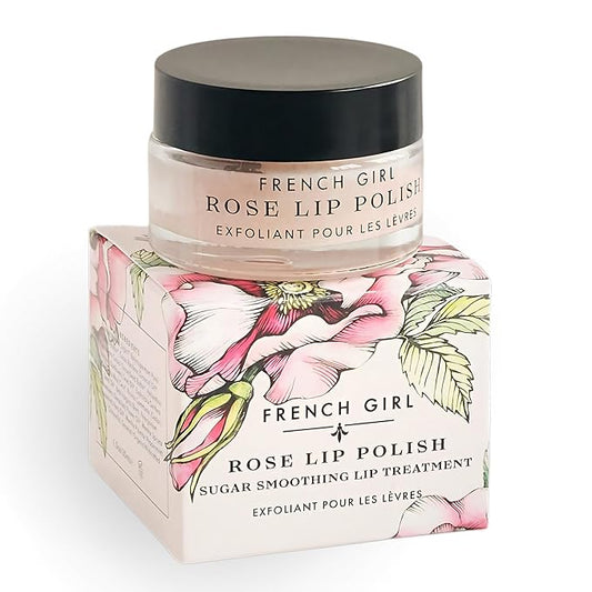 French Girl Rose Lip Scrub - Organic Sugar Scrub For Lips, Hydrating Lip Exfoliator & Moisturizer with Shea Butter & Essential Oils, Treatment for Dry Lips, Clean, Vegan & Cruelty-Free, 1oz
