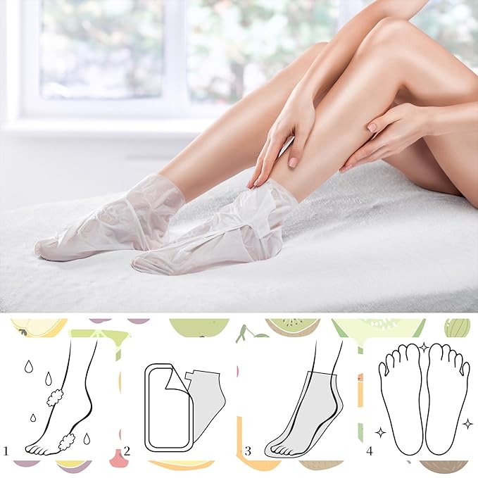 24 Pcs Fruits Beauty Foot Mask Bulk Hydrating Foot Moisturizing Socks Shea Butter Aloe Treatment Mask for Spa Kit Sleeping Skincare Gift Beauty Kits for Women