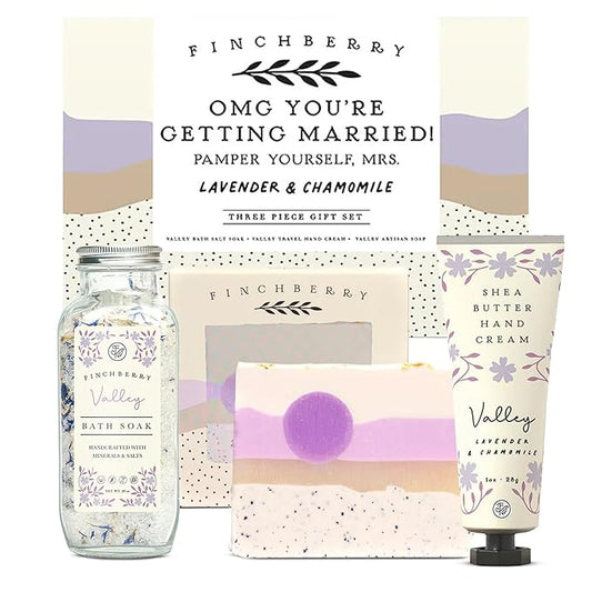 FinchBerry OMG You're Getting Married Gift Set – 3-Piece Wedding Gift for Couples, Mr. & Mrs., Bridal Shower, Bride-to-Be – With Luxurious Soap Bar, Hand Cream & Bath Soak – Ideal Wedding Surprise!
