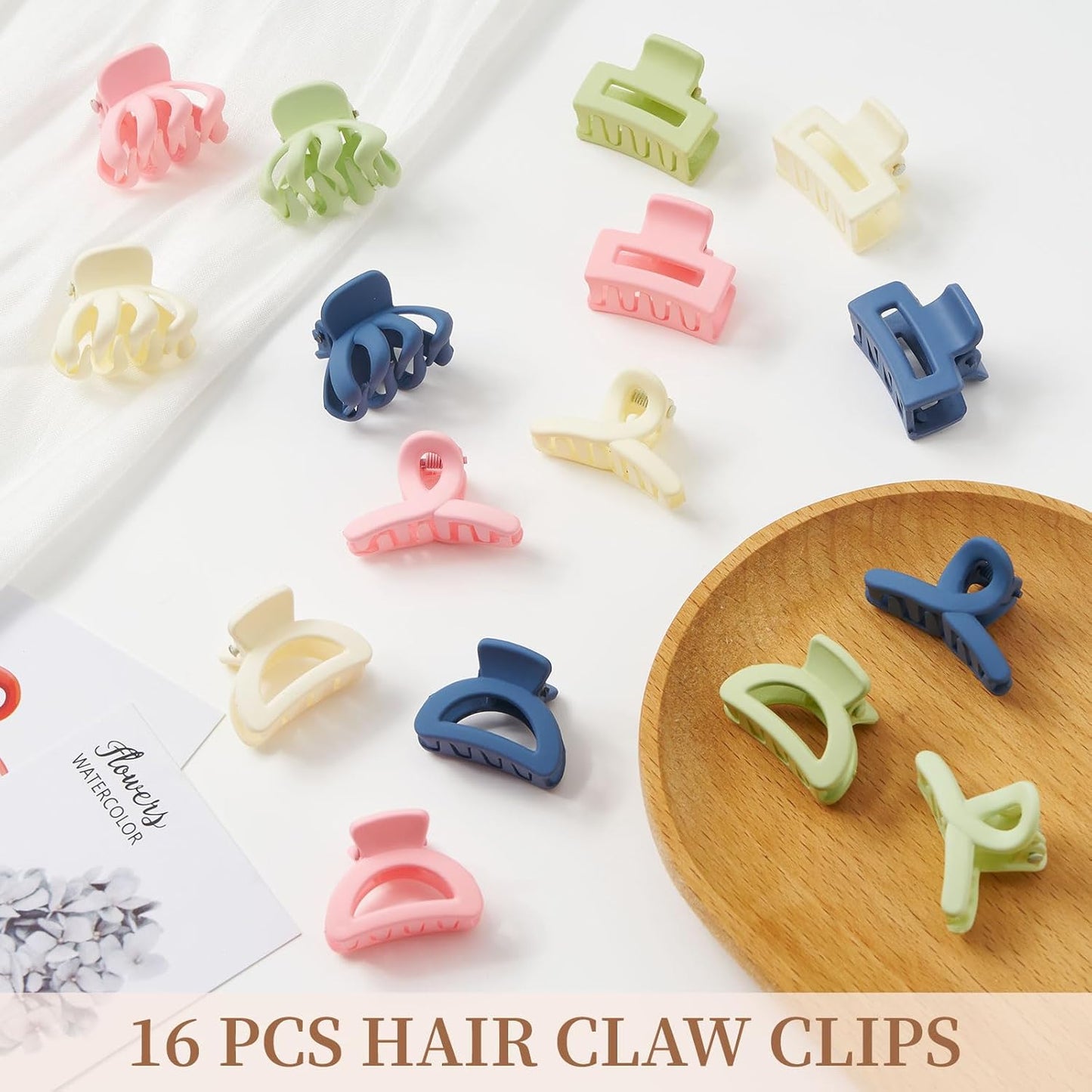 Small Hair Clips for Girls 16PCS 4Style Colourful Matte Mini Claw Clips for Women Non Slip Bangs Pins for Thin/Thick Hair(16PCS-Style 2)