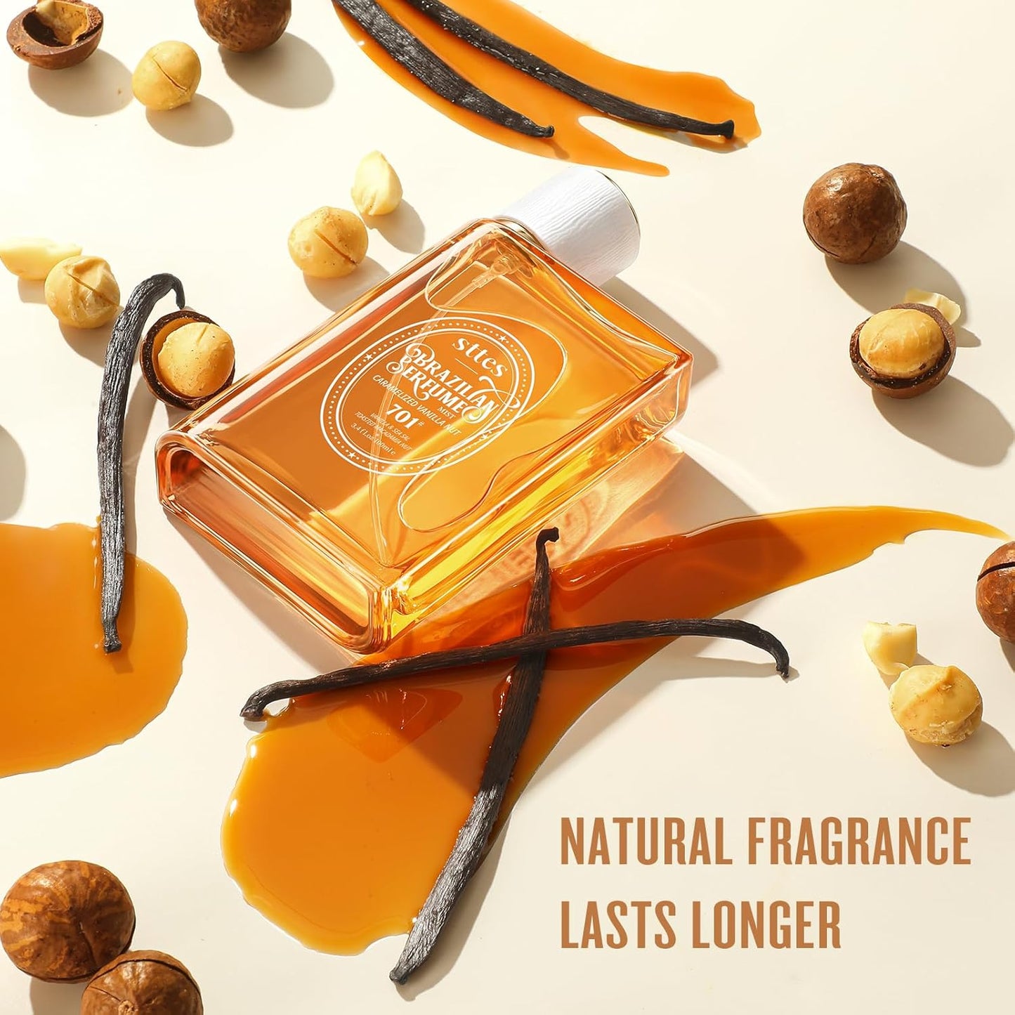 Sttes Perfume 701# (Caramel Vanilla Macadamia Nut) - Eau de Perfume 100ml (3.4fl oz) Amber Gourmet Tune (Caramel Vanilla + Roasted Macadamia Nuts)
