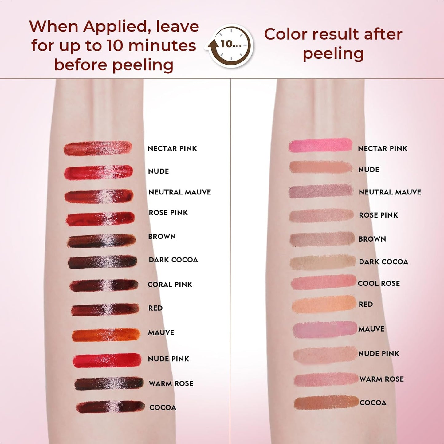 Lip Liner Stain Peel Off with Tweezer, Long Lasting Matte Lip Tattoo, Highly Pigmented Color Lip Makeup, Waterproof, Transfer-proof Lipstain for Women, COCOA