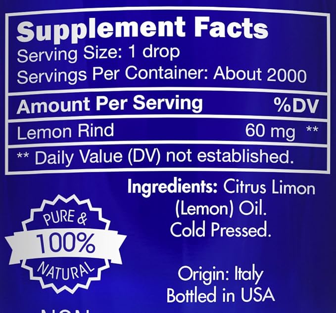 Lemon Essential Oil, Food Grade, for Cooking, Baking – 100% Pure, Lemon Oil, by Zongle Therapeutics, 4 OZ