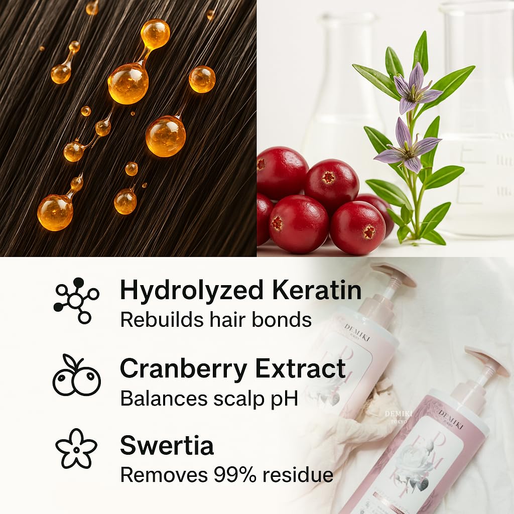 DEMIKI Japanese Shampoo and Conditioner Set for Women,Sulfate Free Shampoo for Oily Hair,Paraben Free, Sulfate Free, Rose Scent,Clarifying Shampoo Moisturizing and Volumizing Natural Hair Care,32oz