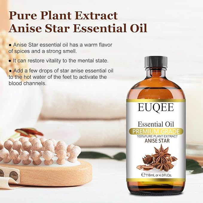 Anise Star Essential Oil 4oz / 118ML Large Capacity Anise Star Oil Pure & Premium Fragrance Essential Oil with Glass Dropper for Candle Soap Making, Diffusers