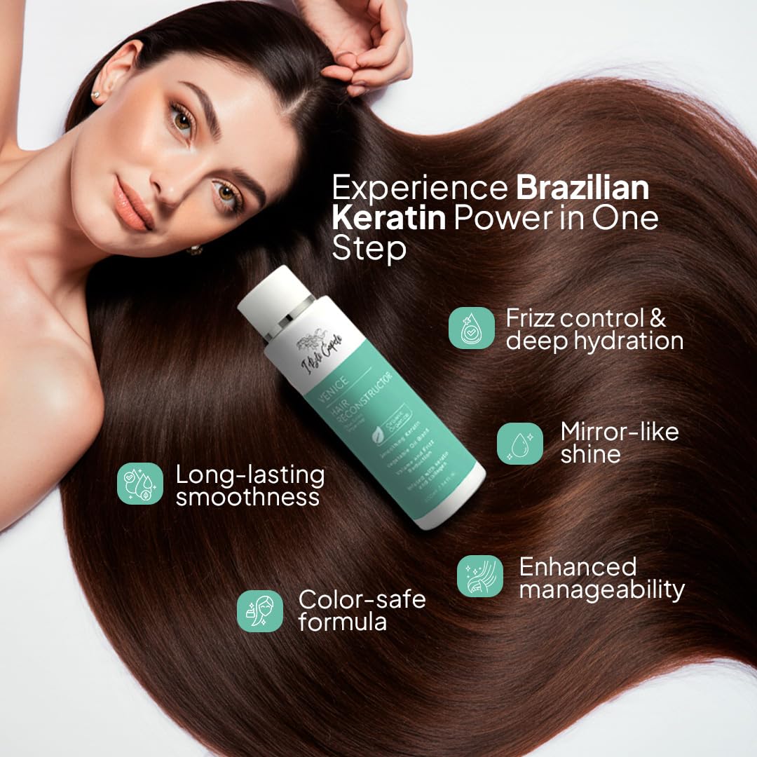 I Belli Capelli Venice Organic Keratin Hair Treatment Straightening, Smoothing Keratin 16.9 fl.oz + Deep Cleansing Shampoo 10 fl.oz- keratina Organica Sin Formol Para Alisar el Pelo - Complete Set