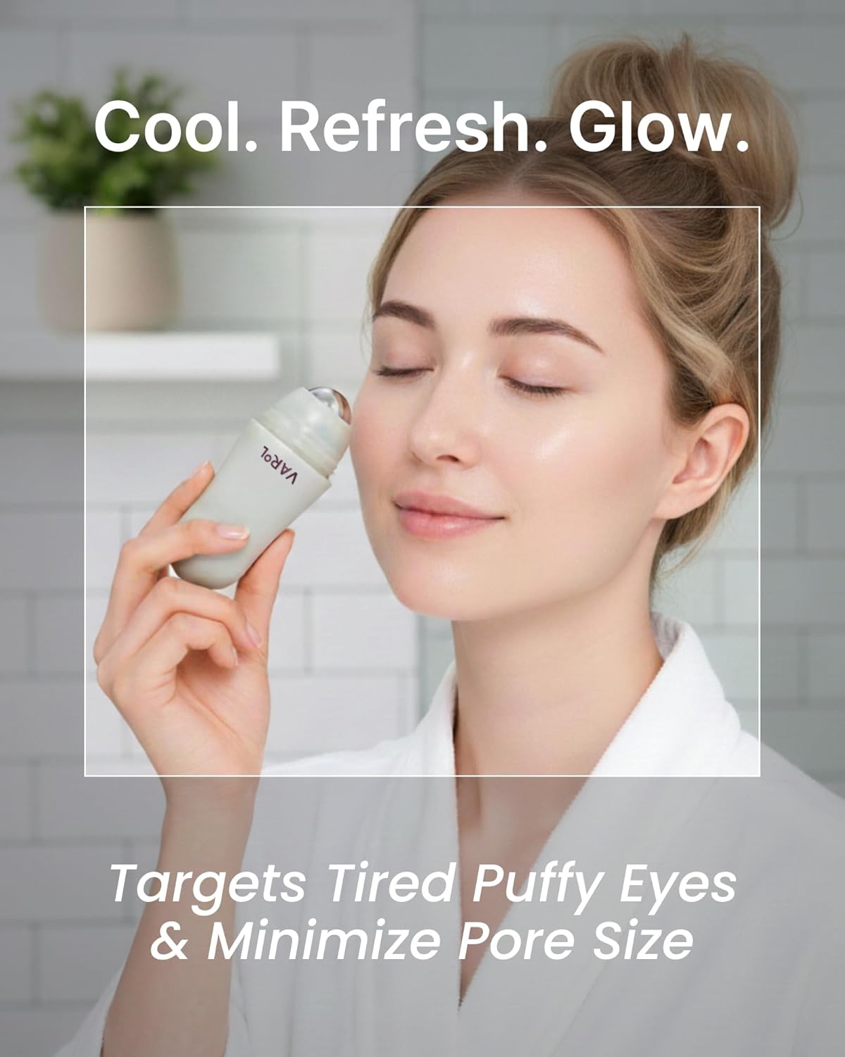 Ice Roll Serum - Cooling Serum with Face Massager Roller for Under Eye Bags, Puffiness, Dark Circles, Hydrating & Pore Minimizing with Panthenol, Tannin - Korean Skin Care, 1.69 Fl Oz (50ml)