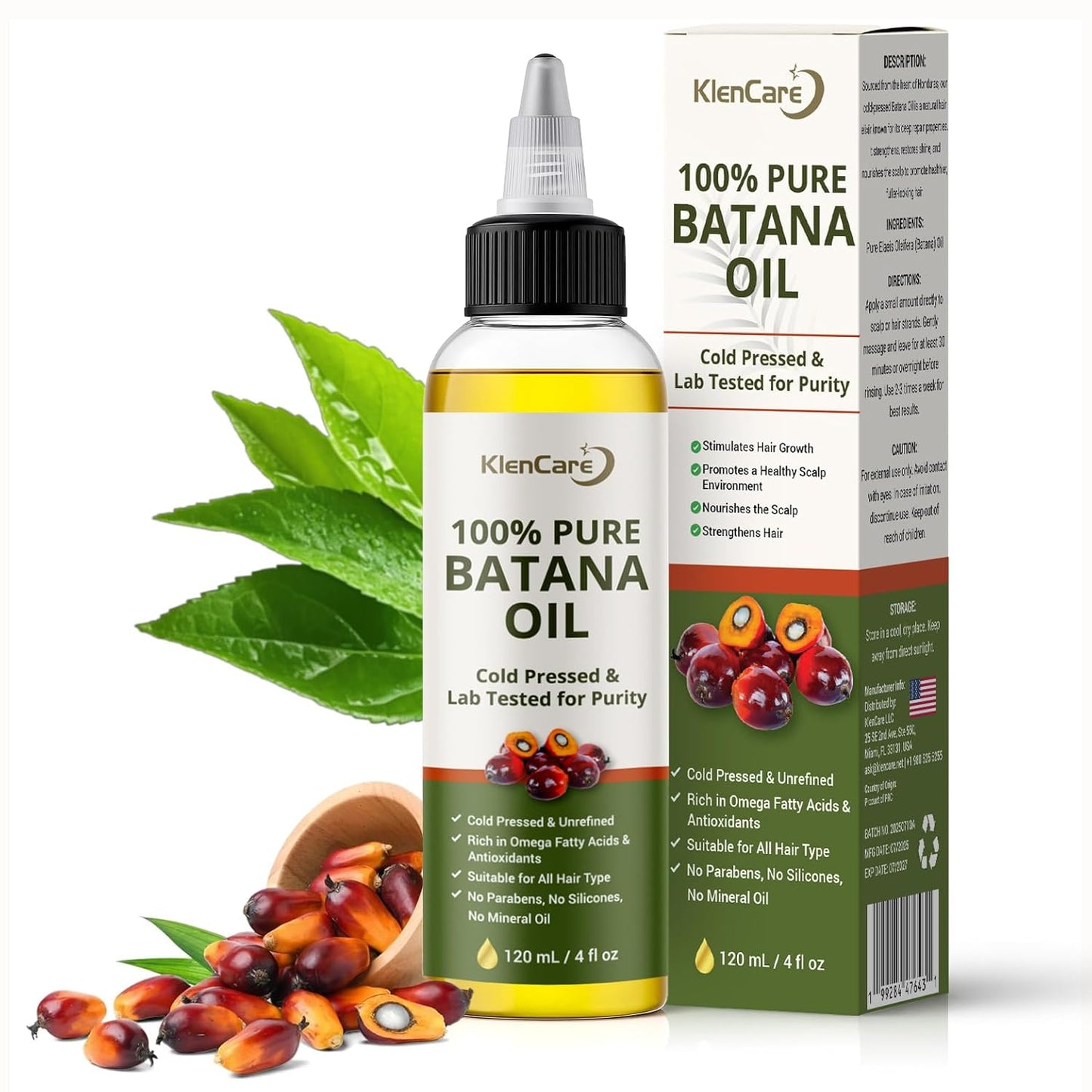 100% Pure Unrefined Batana Hair Oil – Raw Cold-Pressed Organic Hair Growth & Scalp Treatment, 120 mL (4 fl oz) – 100% Natural from Honduras