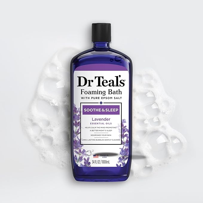 Dr Teal's Pure Epsom Magnesium Salt Soak and Foaming Bath, Soothe & Sleep with Lavender Essential Oils, Duo Pack