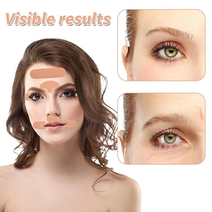 10pcs Face Lifting Tape, Cotton Face Wrinkle Patches to Smooth Eye Mouth Forehead Wrinkles Facial Lift Support Tape for Skin Firming & Toning & Tightening