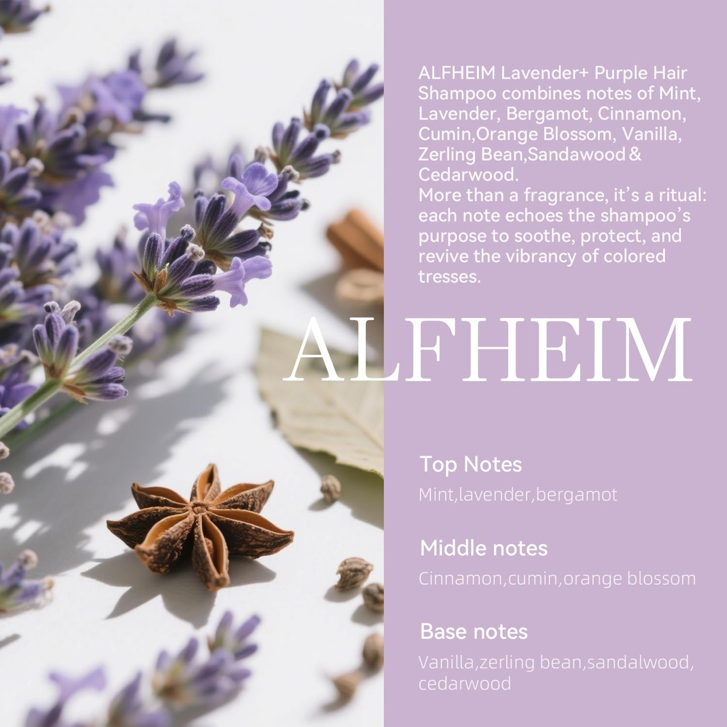 ALFHEIM Lavender+ Purple Shampoo for Blonde, Silver & Color Treated Hair Travel Size – Neutralizes Brass & Yellow Tones, Restores Cool Brightness – with Quinoa Extract & Vitamin E – Sulfate-Free