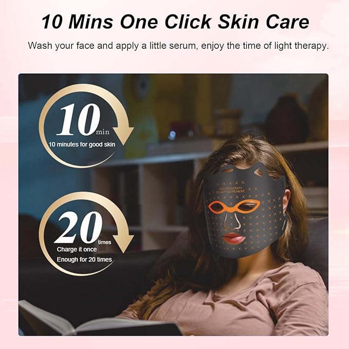 Flexible Silicone Facial Mask Portable Red light therapy for Face Blue LED Face Mask Remote control 7 colors Home Skin Care tools