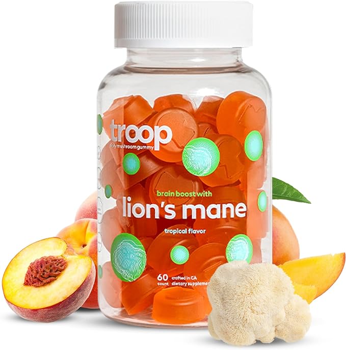 Troop Mushroom Lion's Mane Gummies, Supplement 60 Count