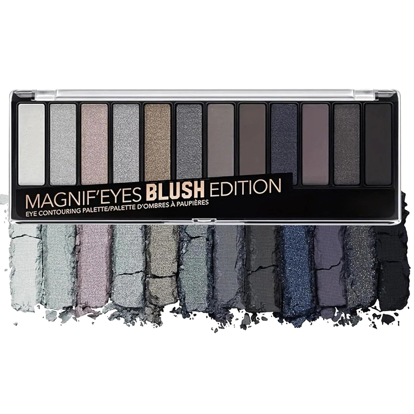 Black Grey Smoky Eyeshadow Palette,15 Colors Matte Shimmer Pigmented Eye Shadow Makeup Palette Set with 3 Eyeshadow Brushes,Glitter Eyeshadow Makeup Palette for Daily Halloween Goth Makeup(G)