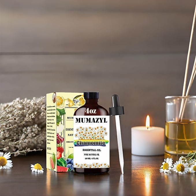 Chamomile Essential Oil, Chamomile Oil 4 Fl Oz 120ML for Diffuser Humidifier Yoga Cleaning DIY Candle Soap Making Essential Oils