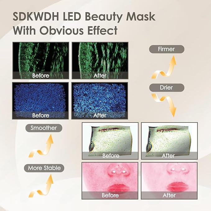 Led Face Mask Light Therapy, 7-1 Colors LED Facial Skin Care Mask, Red Light Therapy for Face, White