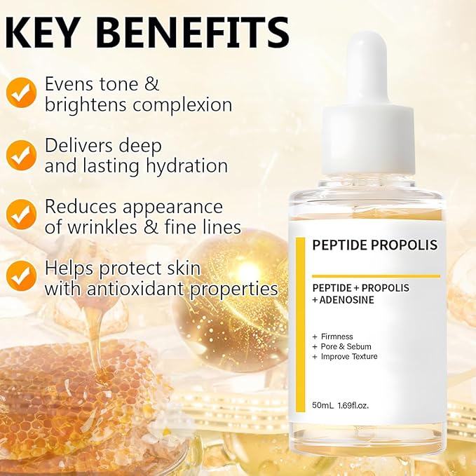 Hydration & Wrinkle Renewal Serum, Peptide Propolis Complex, Moisturizer Serum,Anti Aging Facial Serum for All Skin Types,50ML (AB)