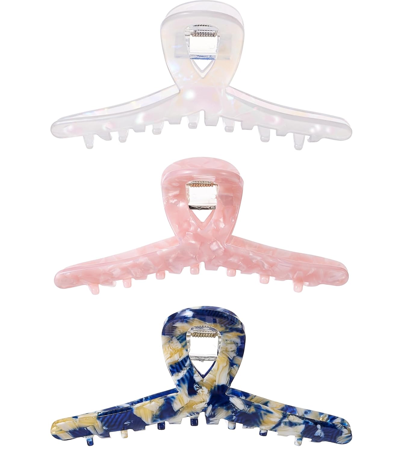 Large Hair Clips 4.1 inch Tortoise-shell Claw Cellulose Acetate Jaw Clip Celluloid Hair Barrettes Grip Clamps for Women Ladies Mother Teacher (3 Pack)