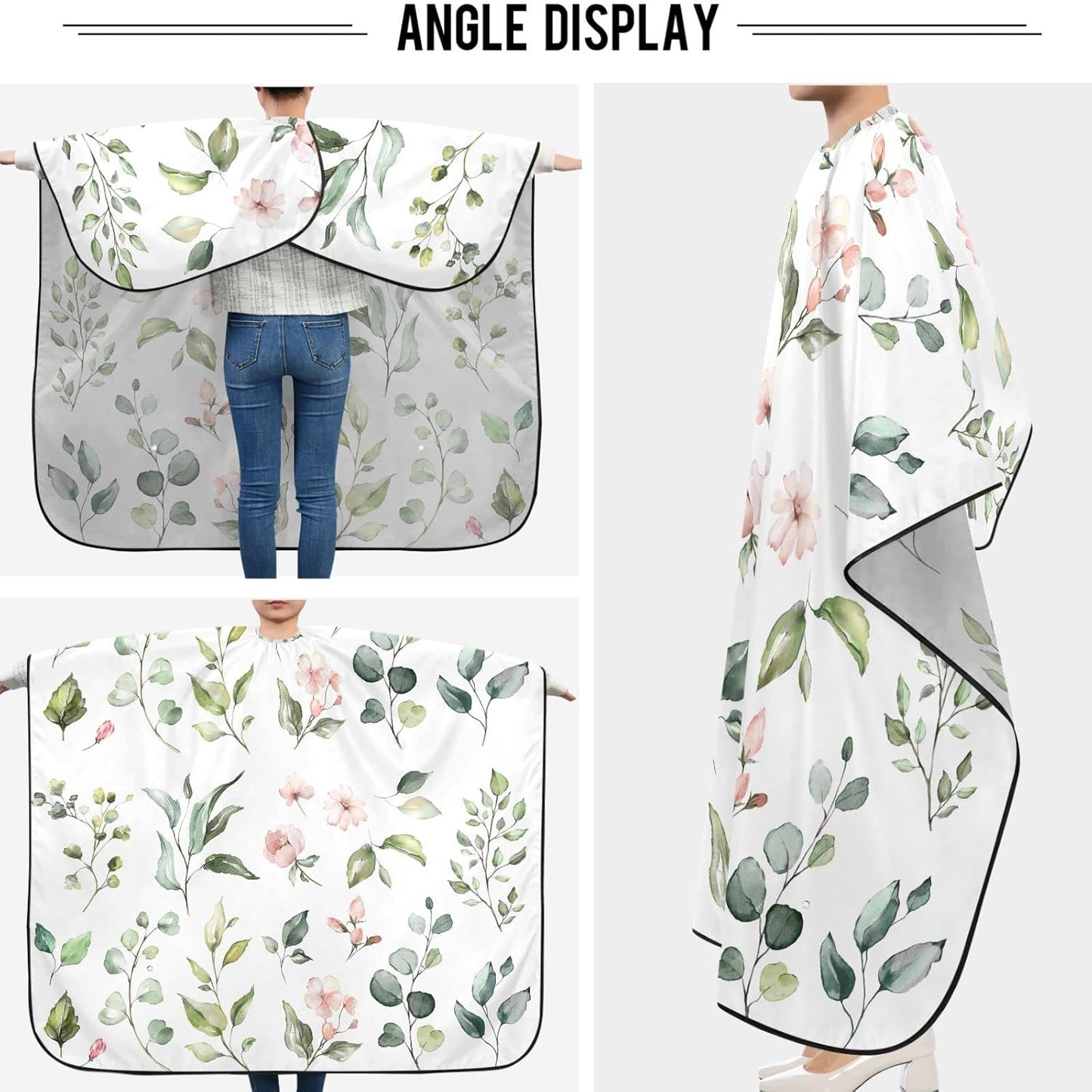 visesunny Barber Cape Watercolor Wildflower Herb Polyester Hair Cutting Salon Cape Apron Anti-Static Haircut Water-Resistant Shaving Cloth Beard Shaving Bib Hairdressing Cape