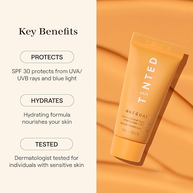 Live Tinted Essentials Glow Up Set: Includes Mini Superhue Serum Stick, Mini Hueguard 3-in-1 Mineral SPF 30, and Full-sized Huestick in Rise, 3-Piece Set
