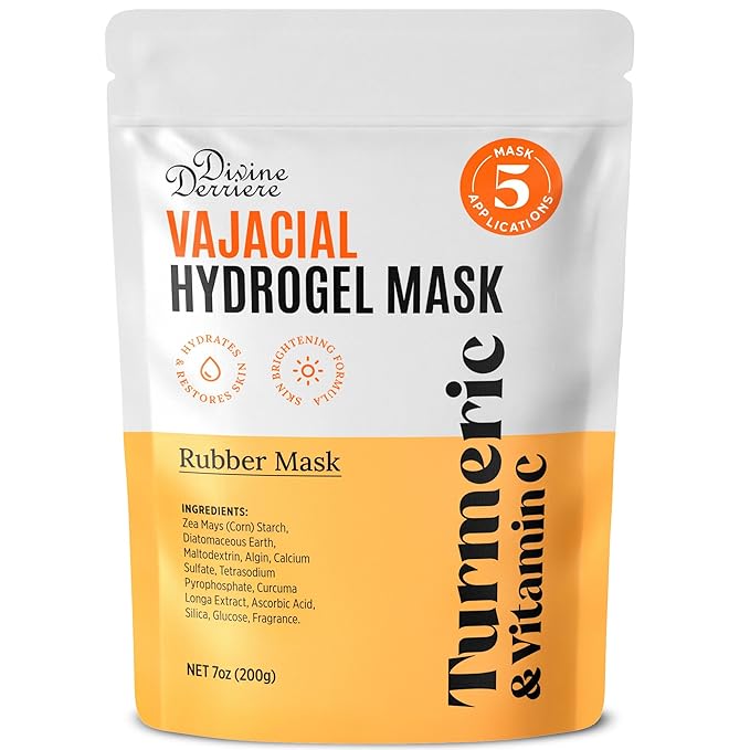Divine Derriere Vajacial Hydrogel Mask - Premium Modeling Mask with Turmeric & Vitamin C - Deeply Purifying & Super Hydrating Facial and Vajacial Masks, Hydro jelly Peel-Off Powder Complete Kit
