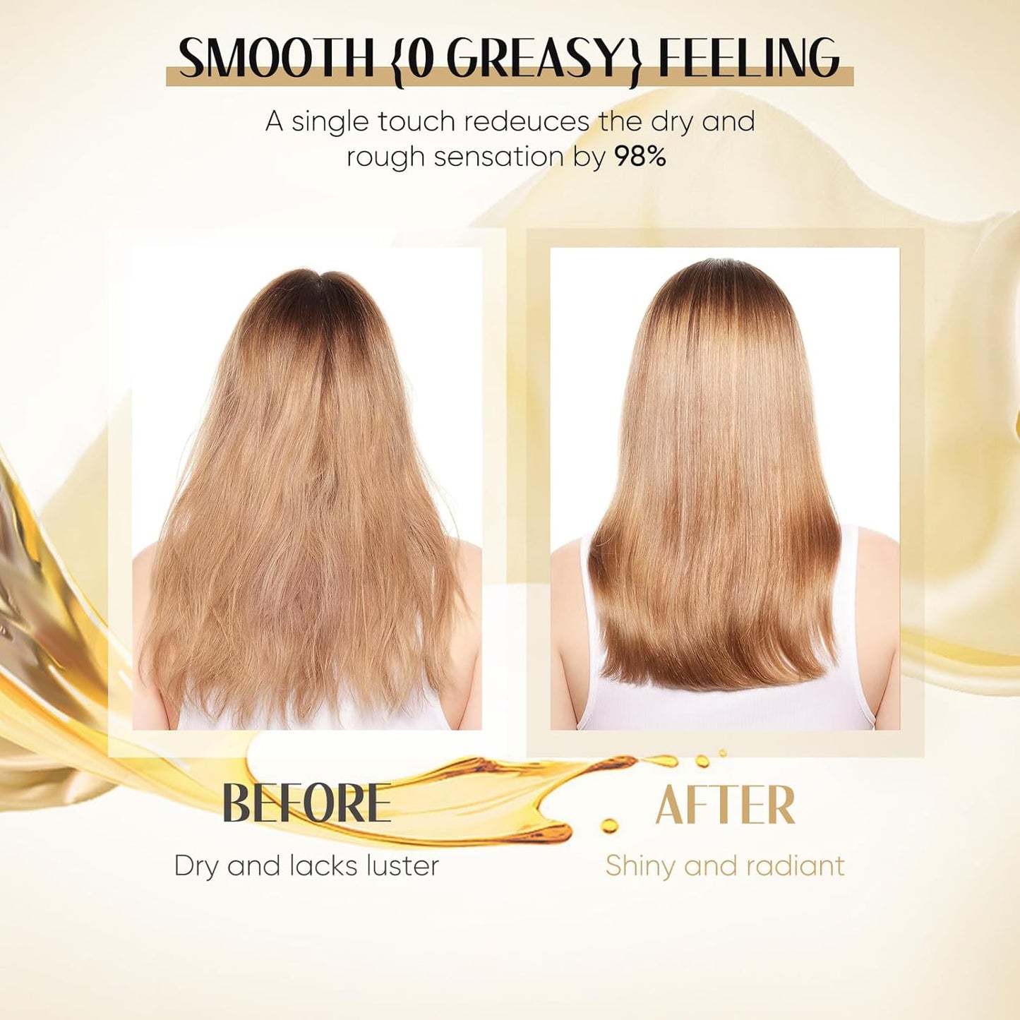 Olive Oil Serum for Frizz Control, Hair Repair Serum,24K Gold Argan Oil Coconut Oil Olive Oil and Vitamin E for Split Ends Hair Treatment, Add Shine, 3 Pack