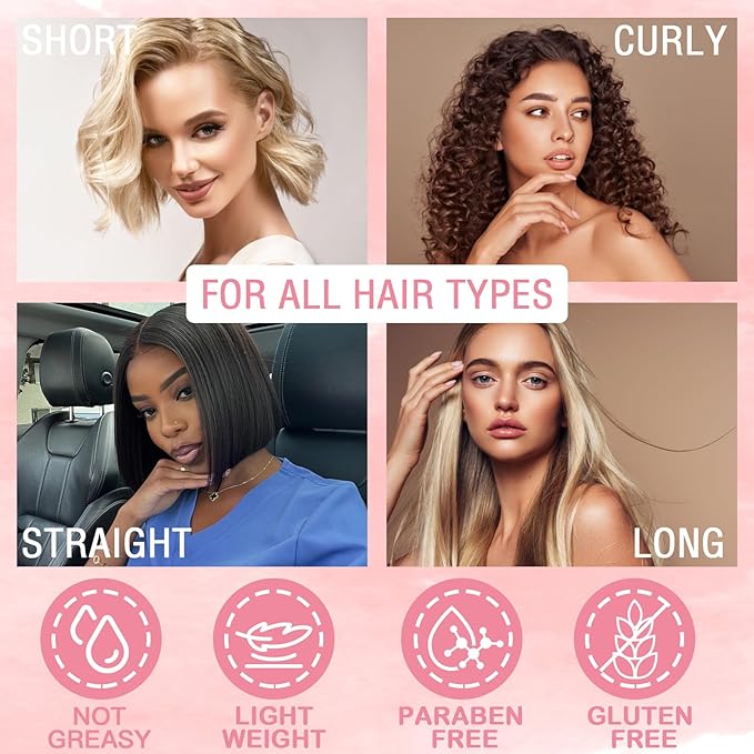 Keratin Protein Hair Serum Keratin Styling & Moisturizing Oil - Anti Frizz Control Nourishes & Repair Keratin Serum Oil for Dry Damaged Hair Heat Protectant Serum for Shine Prevent Hair Burns (Rose)