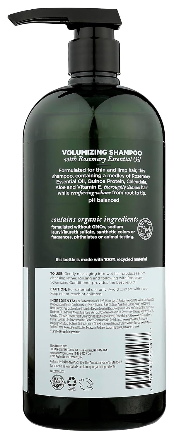 Avalon Organics Shampoo, Rosemary Shampoo, 32 Fl Oz