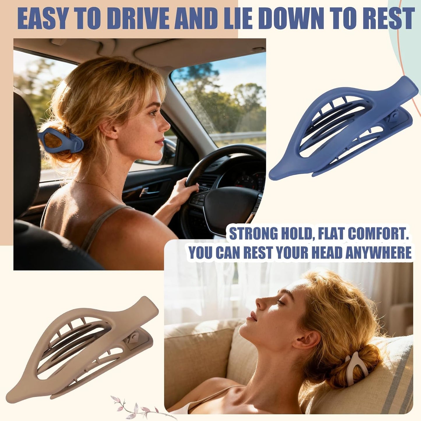 Flat Hair Clips for Women - 6 PCS French Flat Claw Clips Medium Hair Clips for Girls Large Hair Claw Clips for Thick or Thin Hair Strong Hold No Slip Hair Accessories for women (Dark Colorful)