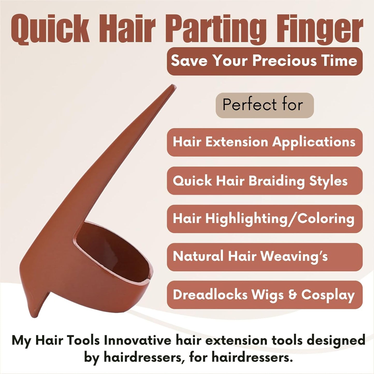 My Hair Tools 2PCS Pro Hair Parting & Sectioning Rings - Stainless Steel Finger Quick Braiding Pick Tool for Precise Styling & Installation of Human Hair Extensions Lightweight Hair Separating Tool