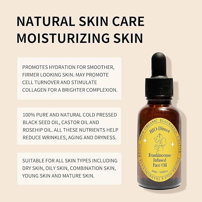 Frankincense Resin Oil For Face，Frankincense Resin Infused Organic Black Seed & Jojoba Oils,Natural skin Care moisturizing, Facial Anti-Aging Moisturizing skin Serum (2)