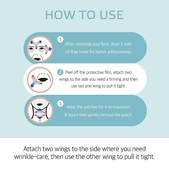 Forehead Wrinkle Patches – 8pcs | Labottach Korean Skincare Hydrogel Firming Patch for Between Eyes, Smile Lines & Fine Lines with Adenosine, Tartaric Acid | Stretch & Lift | Home Skin Care