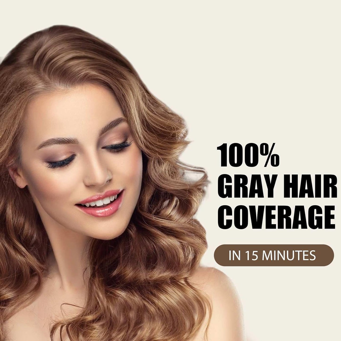 Light Brown Hair Dye Shampoo, 3 in 1 Instant Hair Color with 15 Min Gray Coverage, Natural Semi-Permanent Herbal Shampoo for Men & Women