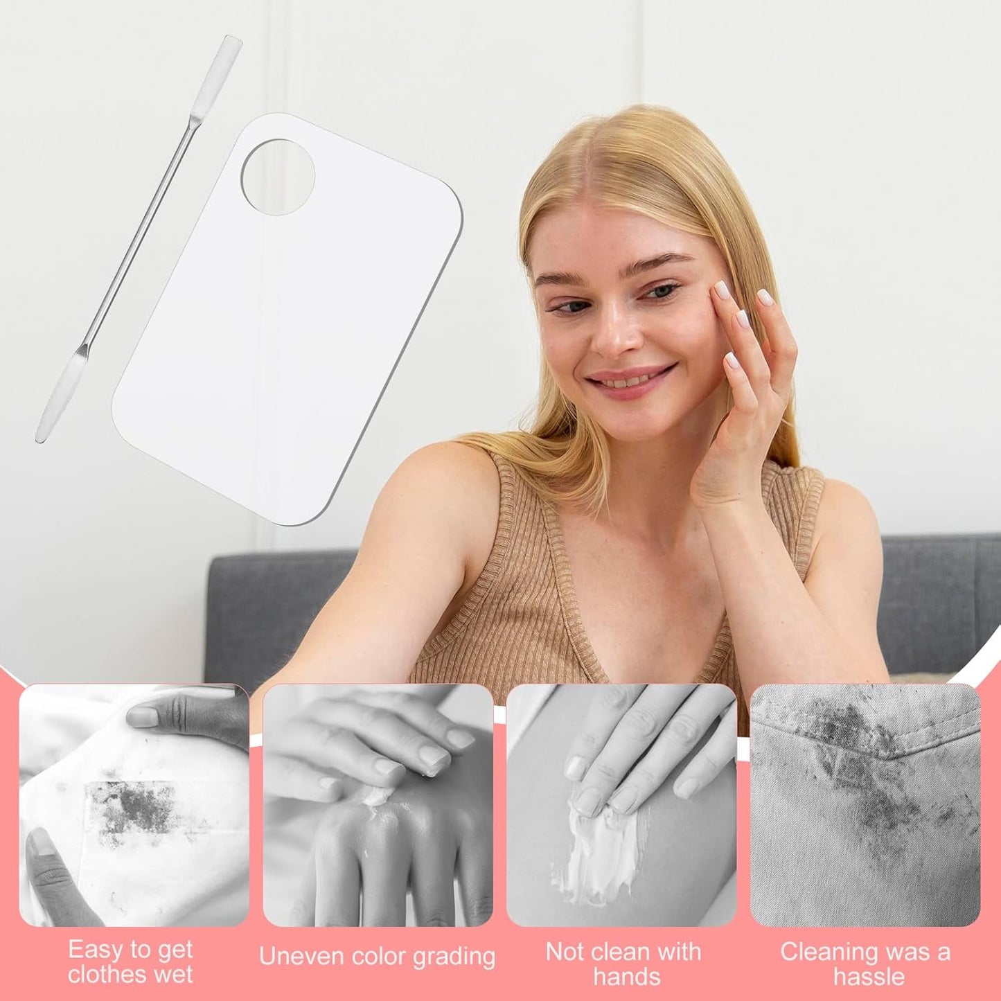 2PCS Acrylic Makeup Mixing Palette with Blending Sticks Shimmeroo Professional Cosmetic Makeup Mixing Palette Artist Tool for Foundation Eye Shadow Lipsticks Nail Art Pigment Blending