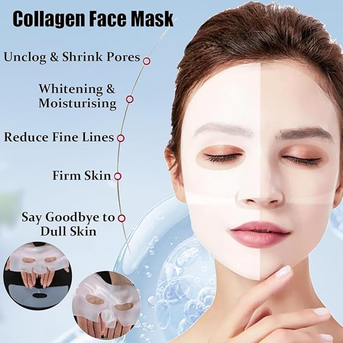 Deep Collagen Anti Wrinkle Lifting Mask, Collagen Mask, Deep Hydrating Firming Overnight Hydrogel Mask, Pore Minimizing, Elasticity Improvement(5PCS)