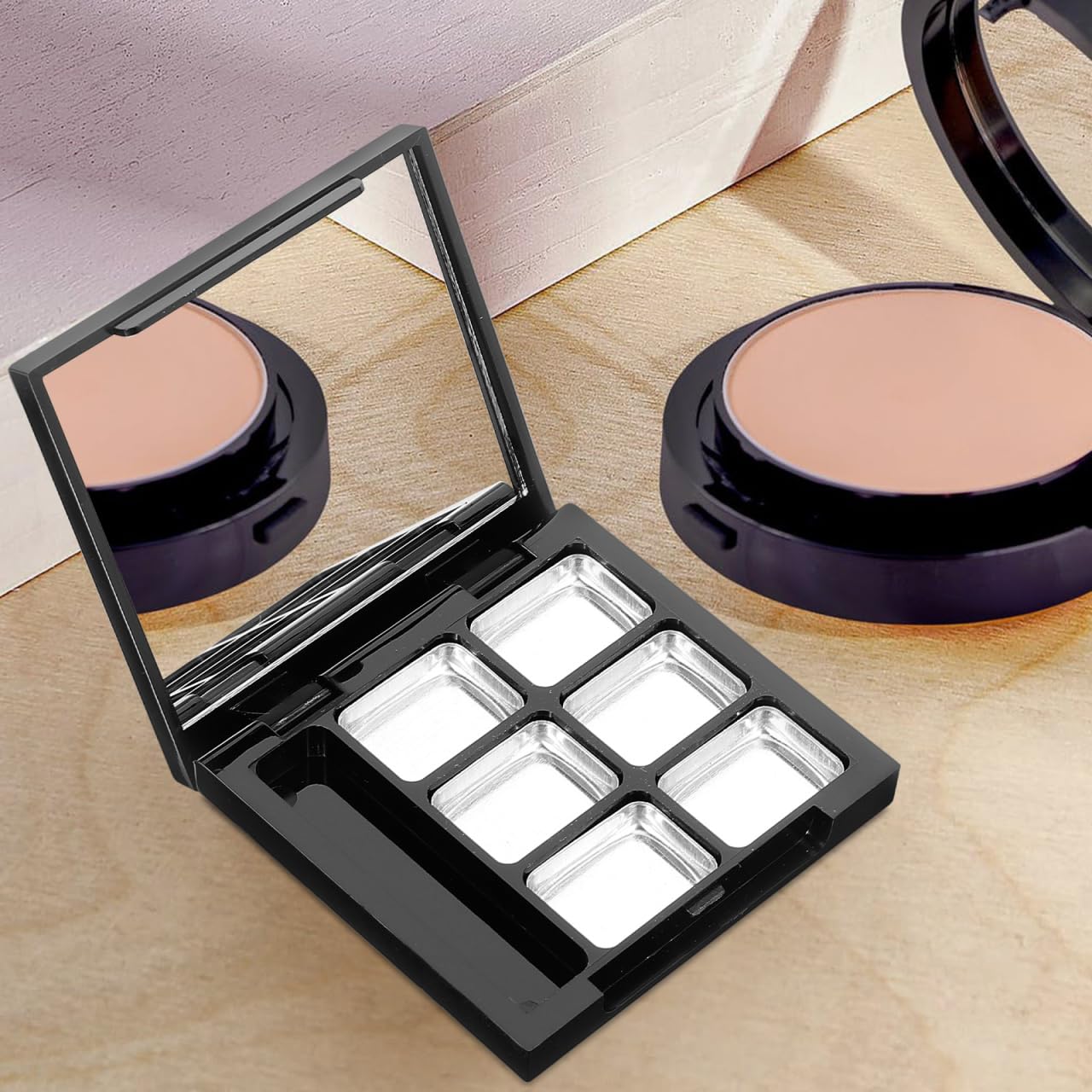 Healifty Empty Lipstick Palette Pan 6-grid Magnetic Eyeshadow Palette Boxes with Press Cosmetic Cream Tray Portable Small Makeup Compact Containers